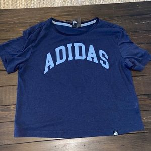 Blue Adidas crop top; barley worn